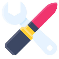 Crossed lipstick and wrench icon international vector