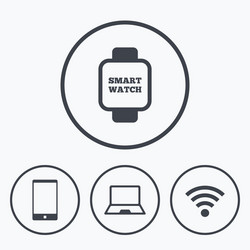 notebook and smartphone icon smart watch symbol vector image