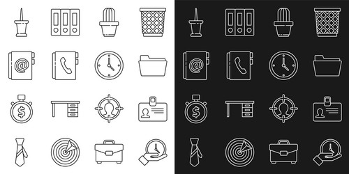 set line clock identification badge document vector image