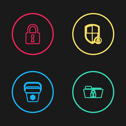 set line cooler bag folder and lock shield vector image