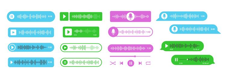 voice message record note messages players vector image