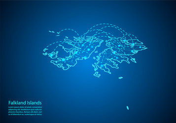 falkland islands map with nodes linked by lines vector image