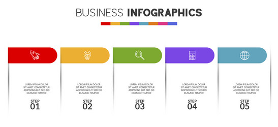 infographics design template and icons with 5 vector