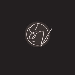 Initials sv logo monogram with simple circle line vector