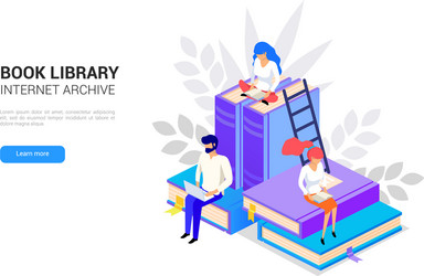 isometric library concept web archive and e vector image