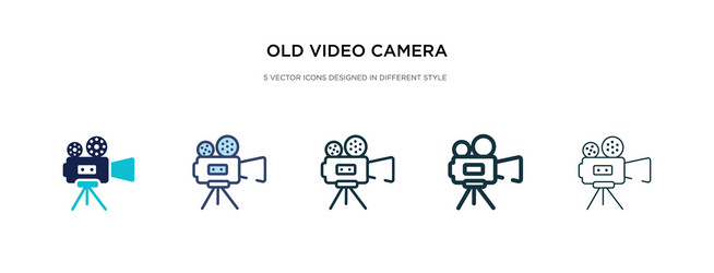 old video camera icon in different style two vector image