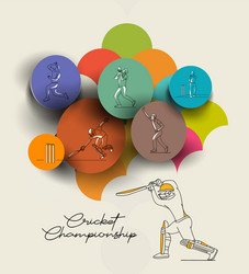 abstract colorful pattern with batsman and bowler vector image