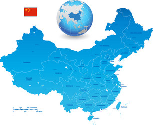 China Map Set with Flag & Globe vector image