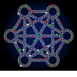 glowing mesh wire frame network connections vector image