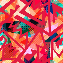 retro red patchwork geometric seamless pattern vector image