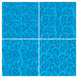 set of four seamless pattern with abstract doodle vector image