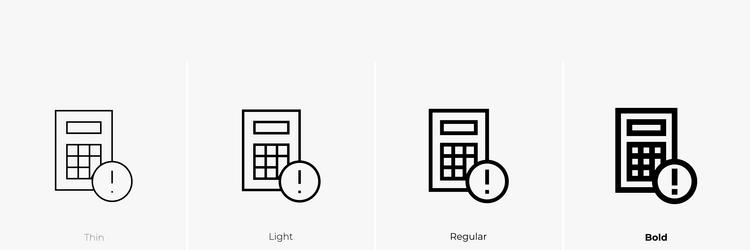 calculate icon thin light regular and bold style vector image
