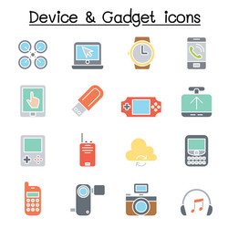 device and gadget icon set in flat color style vector image