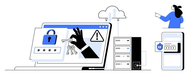 digital security system with data protection vector image