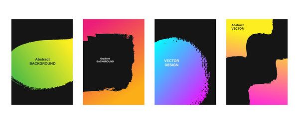 grunge abstract brushstrokes gradient frames set vector image