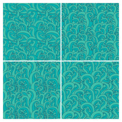 set of four seamless pattern with abstract doodle vector image