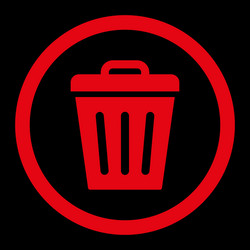trash can flat red color rounded icon vector image