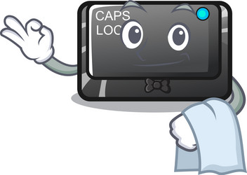 waiter capslock button attached to mascot keyboard vector image