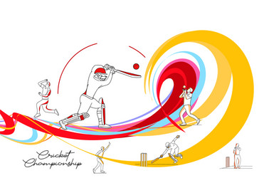 abstract colorful pattern with batsman and bowler vector image