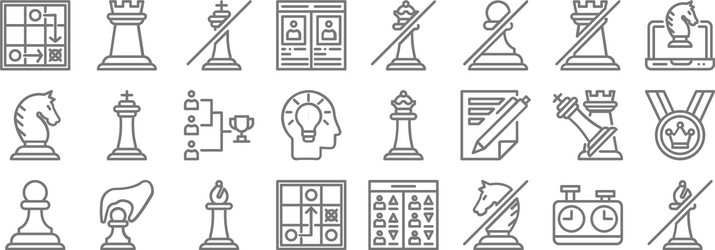 chess game line icons linear set quality vector image