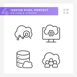 cloud based service pixel perfect linear icons set vector image