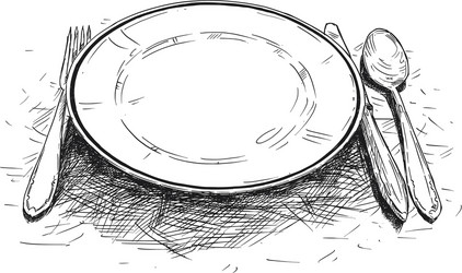 Empty Plate with Knife and Fork vector image