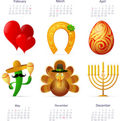 Holiday Calendar Symbols Vector Image