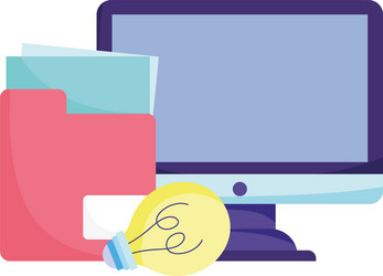 online education computer folder file data idea vector image