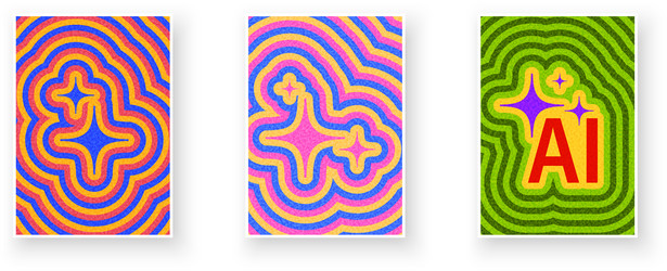 sparkle and ai icon set with retro ripple patterns vector image