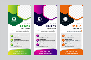 template vertical roll-up banner with hexagon vector image