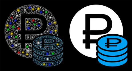 flare mesh network rouble coins icon with flash vector image