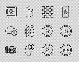set line mining farm cryptocurrency coin dash vector image