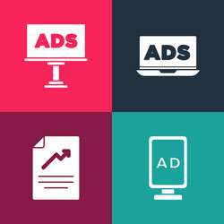 set pop art advertising document with graph chart vector image