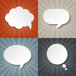sunburst backgrounds set with speech bubbles vector image