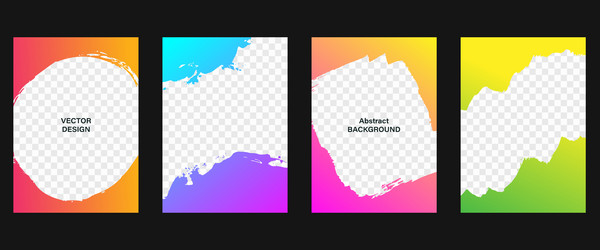grunge abstract brushstrokes gradient frames set vector image