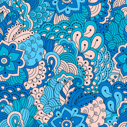 hand drawn seamless pattern with floral elements vector image