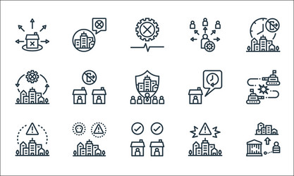 lockdown line icons linear set quality vector image