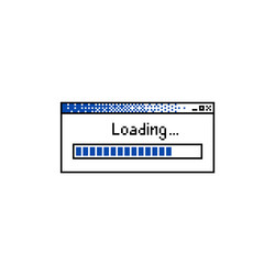 retro loading bar in pixel style alert window vector image