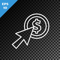 white line cursor and coin icon isolated vector image