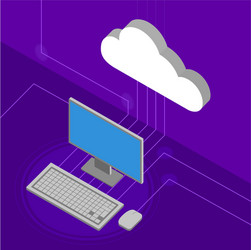 3d cloud computing icon connected to a computer vector image
