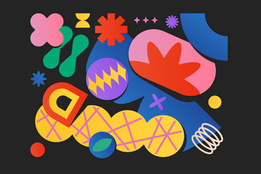abstract retro shapes composition in flat style vector image