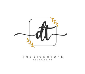 d t dt initial letter handwriting and signature vector image