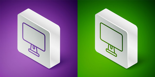 isometric line computer monitor screen icon vector image