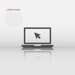 laptop notebook with mouse cursor icon in flat vector image