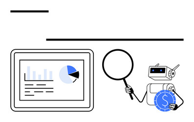 robot analyzing financial data on tablet vector image