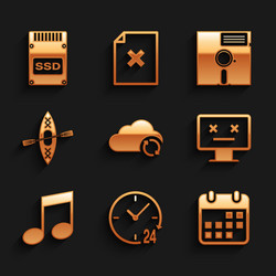 set cloud sync refresh clock 24 hours calendar vector image