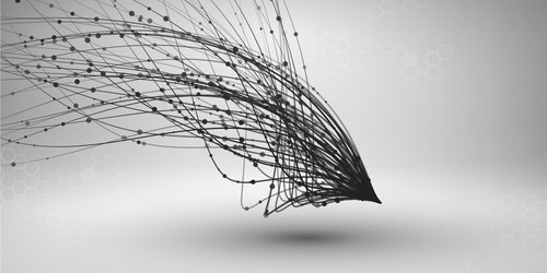 wave swirl with connected line and dots wired vector image