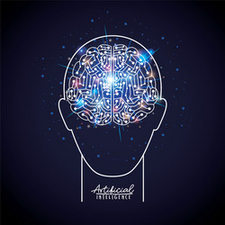 Artificial intelligence poster with human head Vector Image