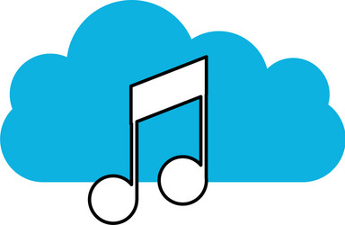 cloud computing with music note isolated icon vector image
