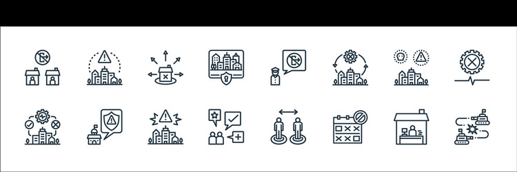 lockdown line icons linear set quality vector image